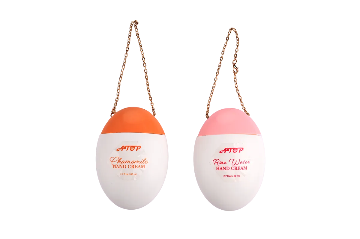 Customized Oval-Shaped Design Hand Cream with a Roap - Multi-Size Travel Hand Cream with Fabric Ribbon & Metal Chain