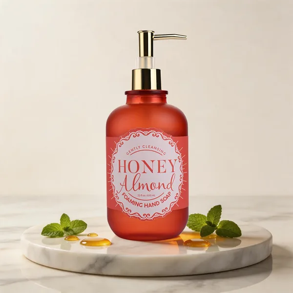 650 ml Honig-Mandel-Schaumseife – Sanfte, reinigende und feuchtigkeitsspendende Handseife in eleganter Glasflasche 2