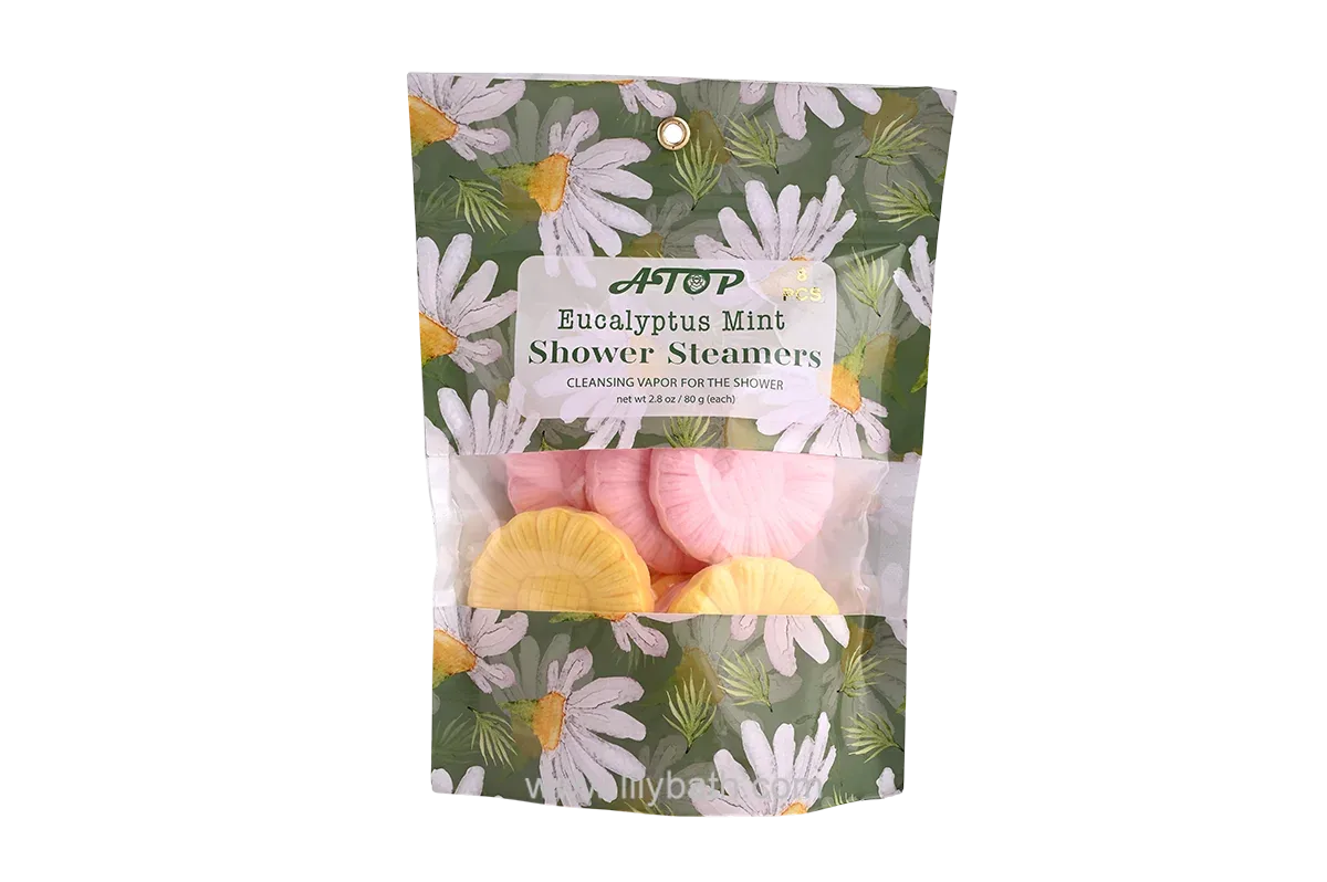 8 pastillas efervescentes de eucalipto y menta para la ducha - 80 g de pastillas de aromaterapia en bolsa con ventana para una experiencia de spa refrescante.