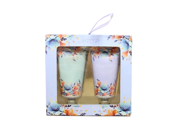 2 Pieces Hand & Foot Cream Set - Gardenia Flower Hand Cream with Lavender Foot Cream in 2.2 fl oz Each - Floral Gift Box view 2