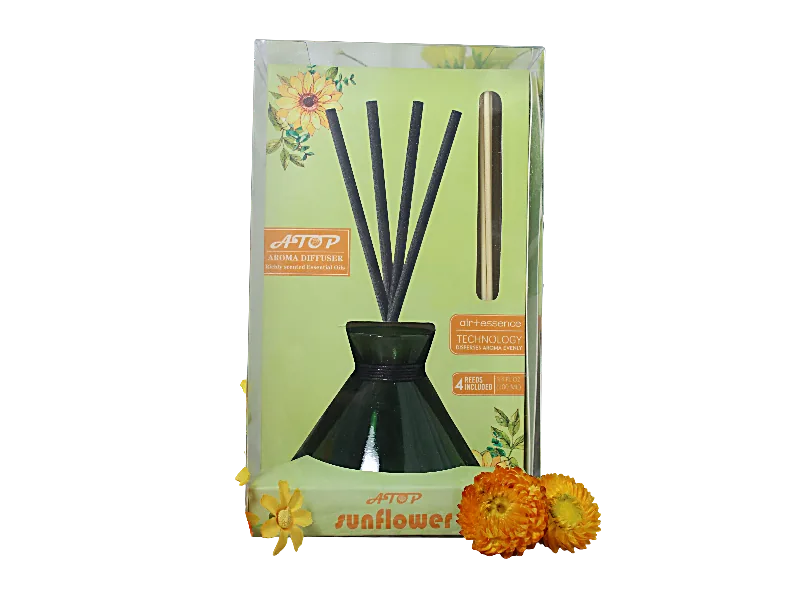 3.4 FL OZ / 100 ML Sunflower Reed Aroma Diffuser Set For Bedroom Decorate with Air Essence Technology