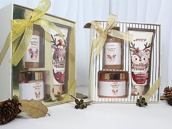 3 in 1 Vanilla & Honey Christmas Spa Self Care Set - Bubble Bath, Hand Cream & Body Scrub for Festive Nourishment view 3
