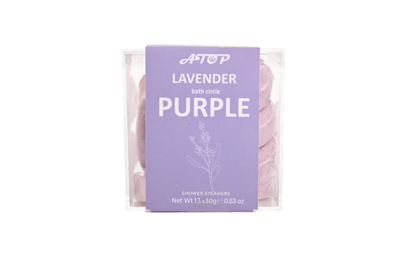 Luxury Lavender Shower Fizzers - 13 Pack Essential Oil Shower Steamers in Premium Acrylic Box