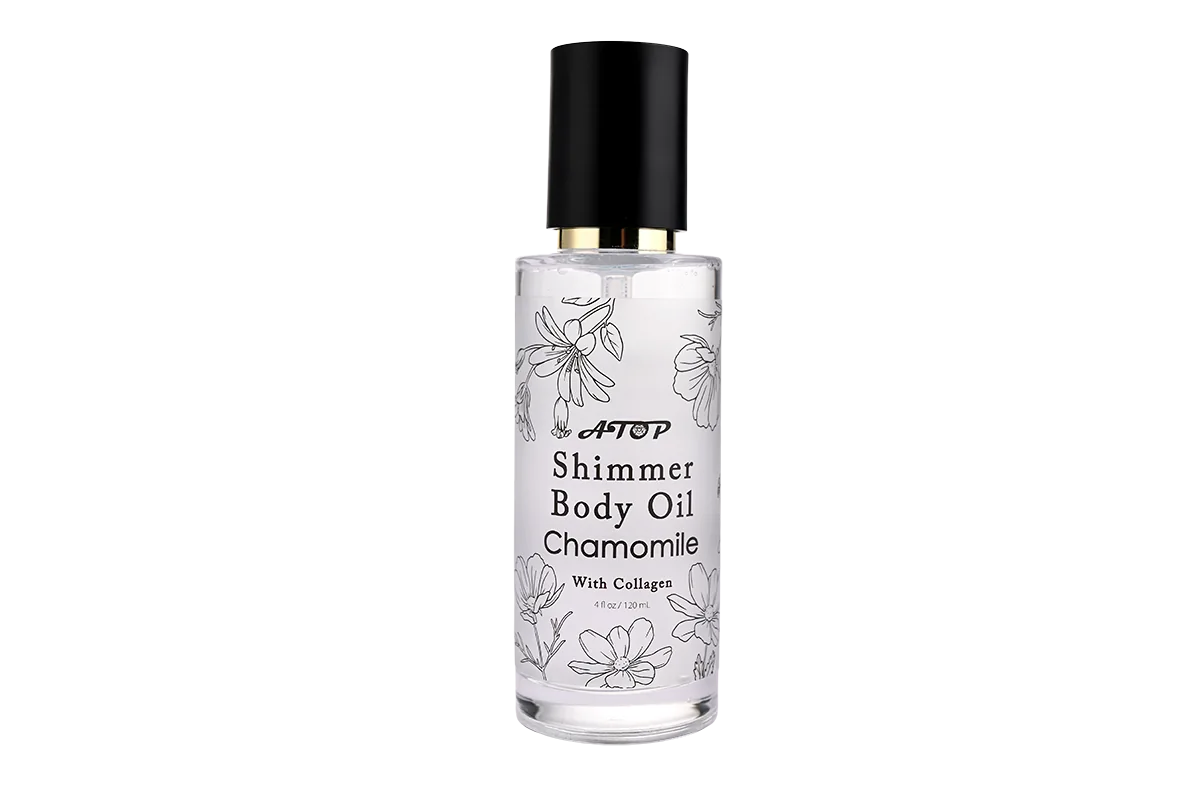 120mL Chamomile Shimmer Body Oil with Collagen - Illuminating Moisturizing Dry Oil for Radiant, Smooth-Looking Skin