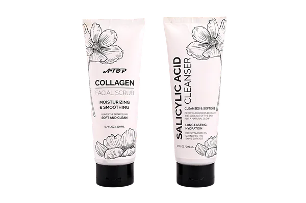 2-Piece Facial Skincare Set - Salicylic Acid Facial Cleanser & Collagen Facial Scrub for Deep Cleansing, Exfoliation & Hydration view 1