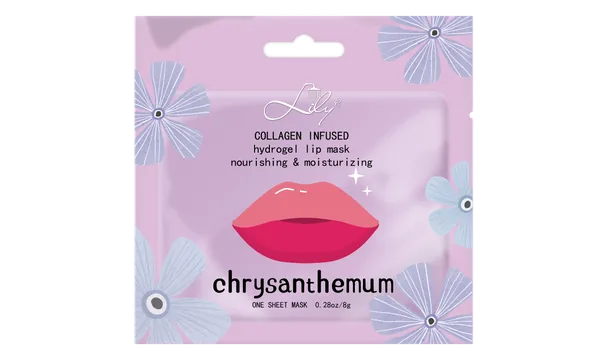 Paquete de 10 mascarillas labiales de hidrogel con vitamina C: parches hidratantes y nutritivos para el cuidado de los labios en una caja de regalo floral colgante. 10