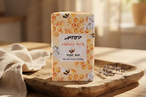 Pastilla de jabón de leche y miel de 300 g - Jabón de baño hidratante y nutritivo para una piel suave y tersa 2