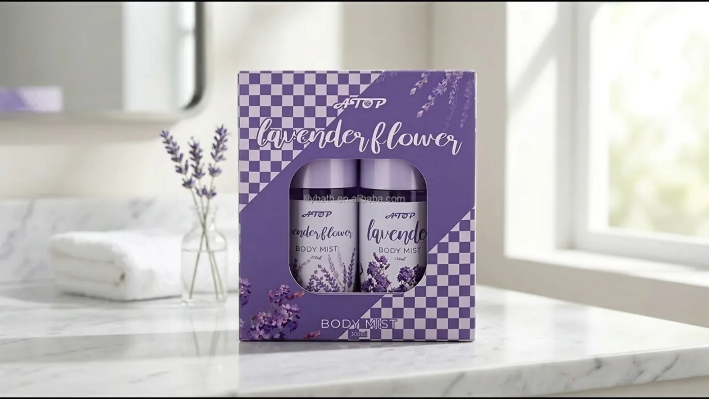 200mL Lavender Flower Body Mist Duo Set - Refreshing Floral Fragrance Spray Gift Pack for Daily Freshness