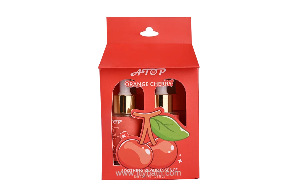 Set de sérum reparador calmante de naranja y cereza para manos, enriquecido con extractos de frutas naturales.