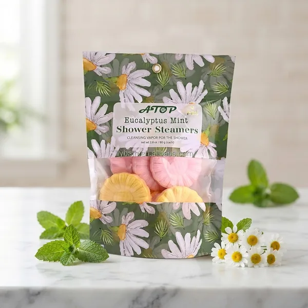 8 pastillas efervescentes de eucalipto y menta para la ducha - 80 g de pastillas de aromaterapia en bolsa con ventana para una experiencia de spa refrescante. 2