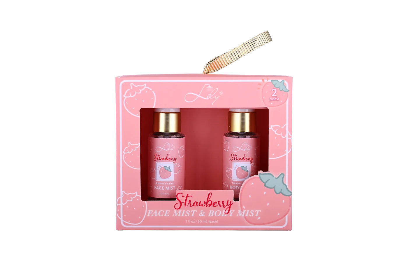 2 Pack Strawberry Facial Mist & Body Mist Refreshing Hydration with Sweet Fruity Scent - Lily Bath