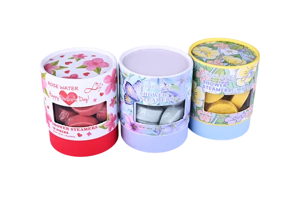 10 Pieces Shower Steamer Rose Water & Hibiscus & Sunflower Scents in Open Window Cylinder Box - Lily Bath view 9