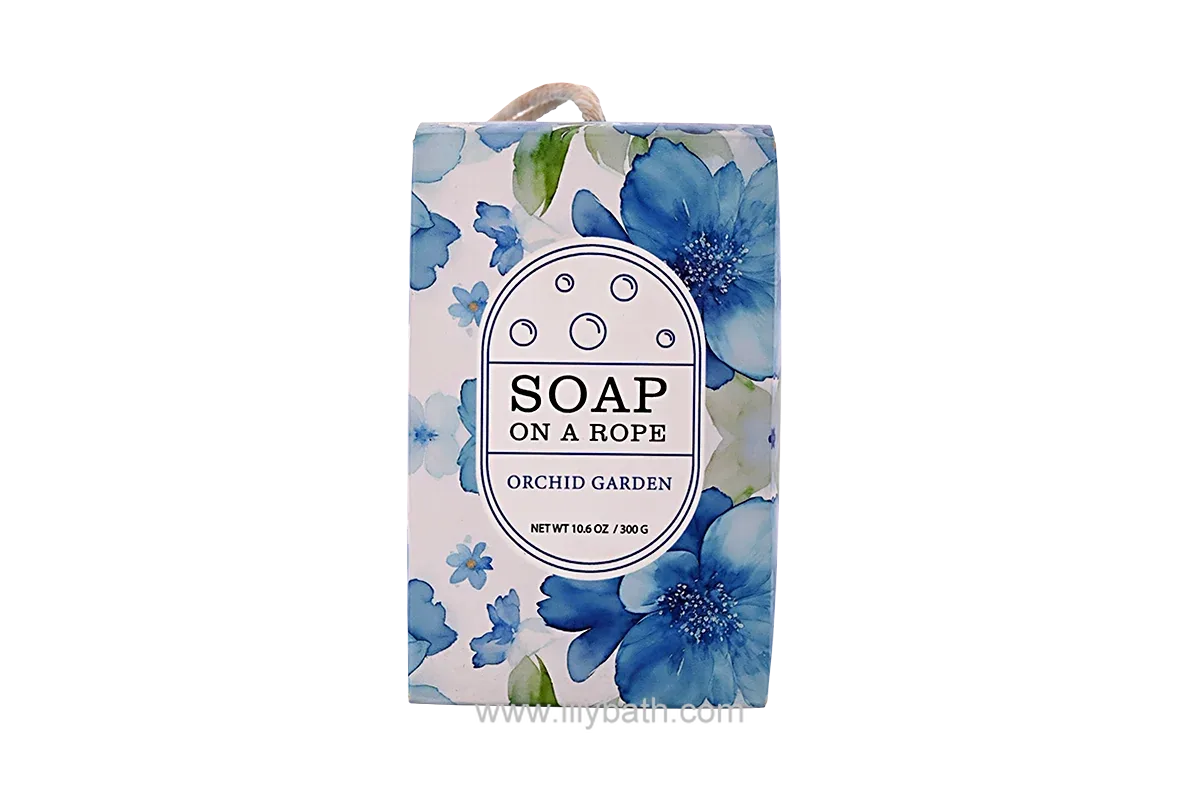 Jabón en barra Orchid Garden con cuerda, 300 g - Jabón de baño colgante floral de lujo para hidratar y refrescar la piel | Lily Bath