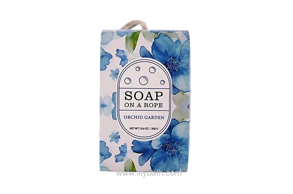 Jabón en barra Orchid Garden con cuerda, 300 g - Jabón de baño colgante floral de lujo para hidratar y refrescar la piel | Lily Bath 1