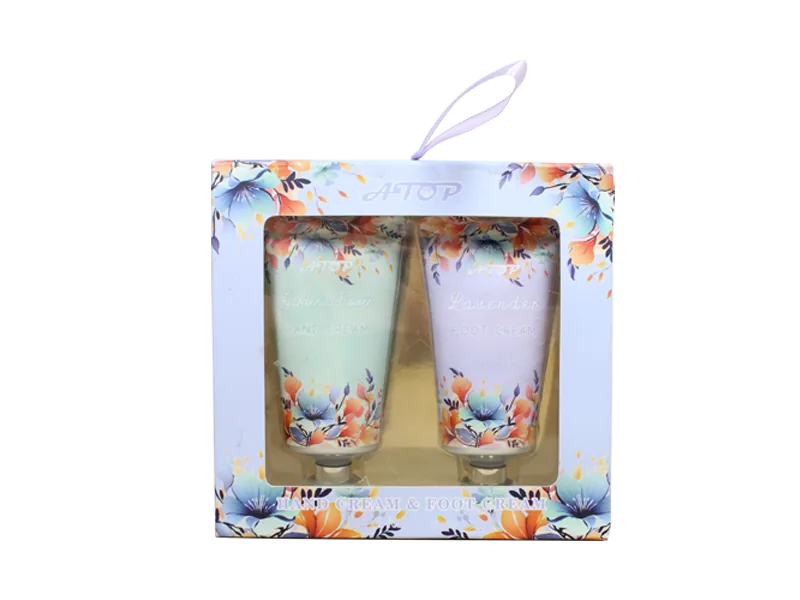 2 Pieces Hand & Foot Cream Set - Gardenia Flower Hand Cream with Lavender Foot Cream in 2.2 fl oz Each - Floral Gift Box