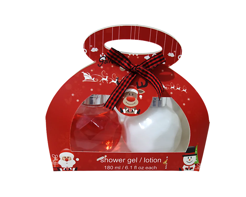 180ml Christmas-themed Gift Box Packaging for Shower Gel and Lotion Set