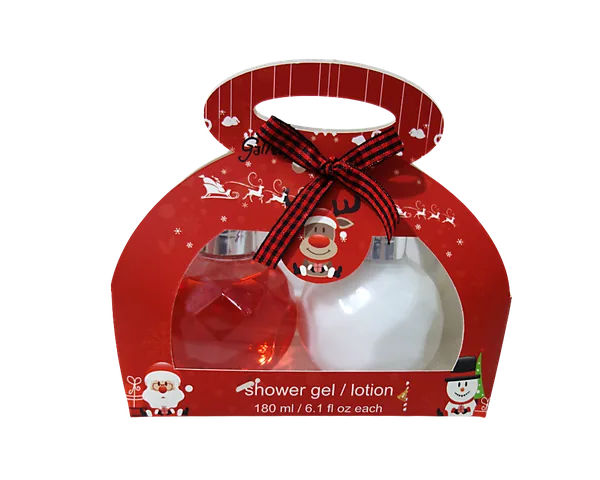 180ml Christmas-themed Gift Box Packaging for Shower Gel and Lotion Set view 1