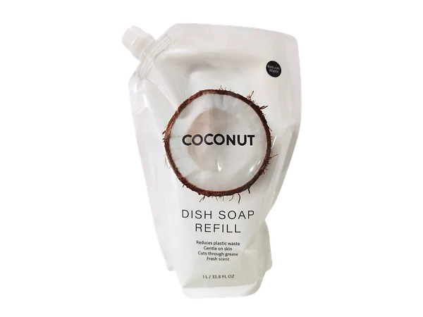 16.9 Fl oz / 500 mL Coconut Dish Soap Refill Pouch – Gentle Degreasing & Fresh Coconut Scent view 7