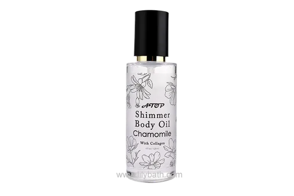 콜라겐 함유 캐모마일 쉬머 바디 오일 120ml - 윤기 있고 매끄러운 피부를 위한 수분 공급 드라이 오일 1