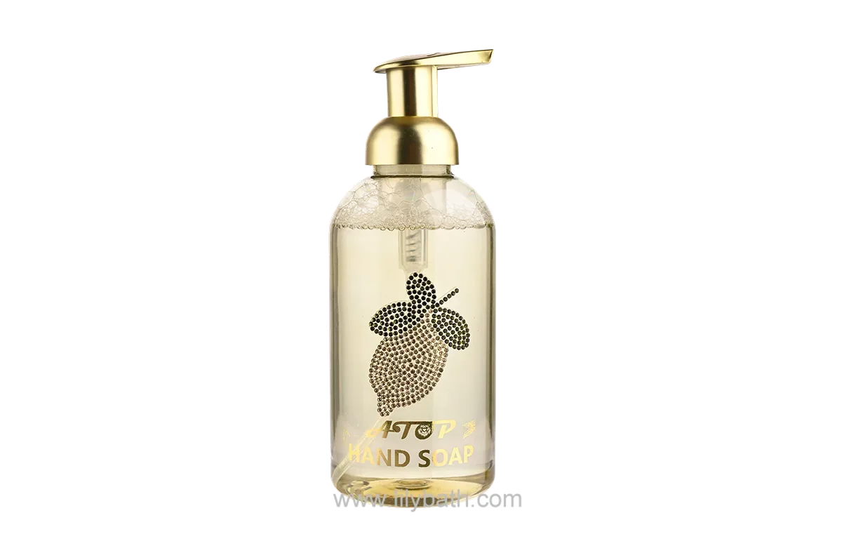 Jabón líquido de lujo para manos con diseño de limón y patrón de diamantes de cristal personalizado - 500 ml.