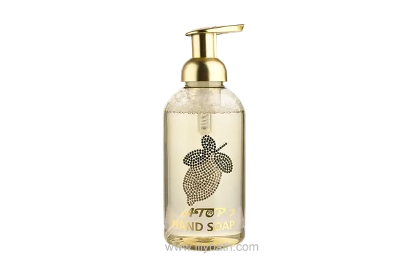 Jabón líquido de lujo para manos con diseño de limón y patrón de diamantes de cristal personalizado - 500 ml. 1