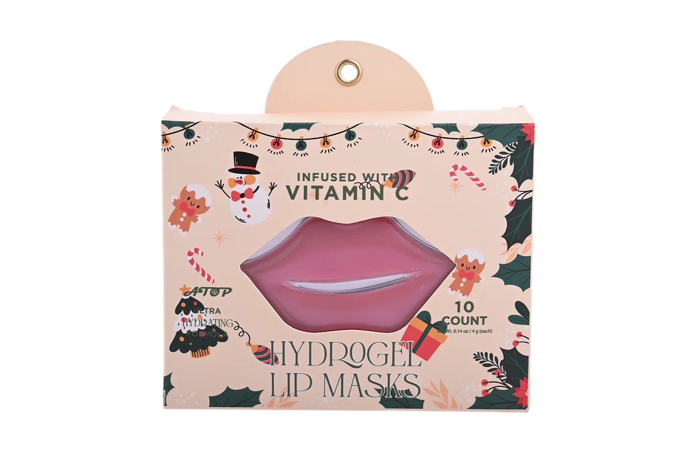 10 Count Hydrogel Lip Masks with Vitamin C - Moisturizing & Nourishing Gel Lip Care Patches in Floral Hanging Gift Box
