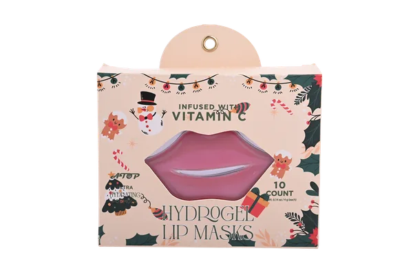 10 Count Hydrogel Lip Masks with Vitamin C - Moisturizing & Nourishing Gel Lip Care Patches in Floral Hanging Gift Box view 1