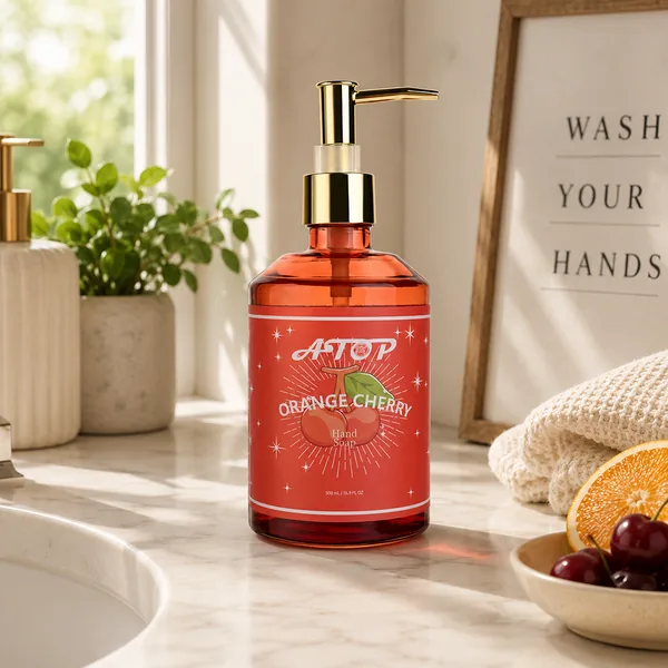 500mL Orange Cherry Hand Soap in Glass Bottle - Eco-friendly or Gentle Formula Hand Soap view 2