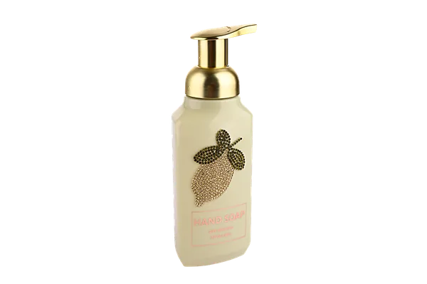 Jabón líquido de lujo para manos con diseño de limón y patrón de diamantes de cristal personalizado - 500 ml. 3