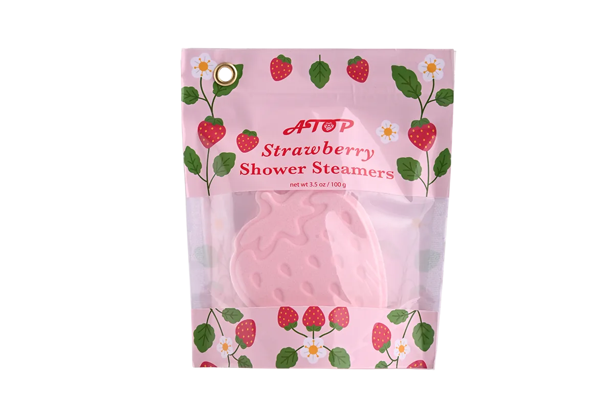 Strawberry Shower Steamers in PVC Window Bag - Aromatherapy Shower Vapor Tablets for Refreshing Home Spa Experience