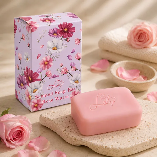 300g Rose Water Scented Soap Bar - Moisturizing Floral Bath Soap for Soft, Smooth & Refreshed Skin view 2