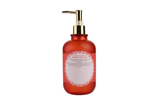 650mL Honey Almond Foaming Hand Soap - Gentle Cleansing Moisturizing Hand Wash in Elegant Glass Bottle view 3
