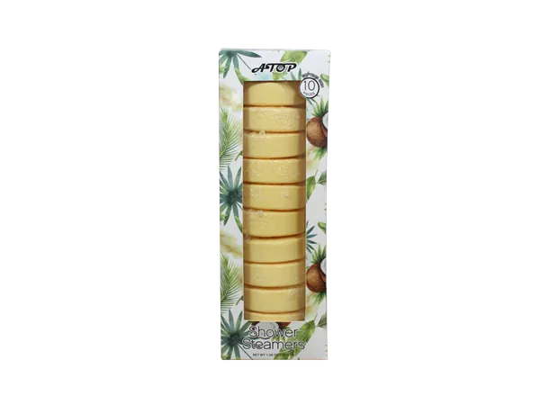 Tropical Coconut Scented Shower Steamers in Open Window Display Package - Lily Bath view 2