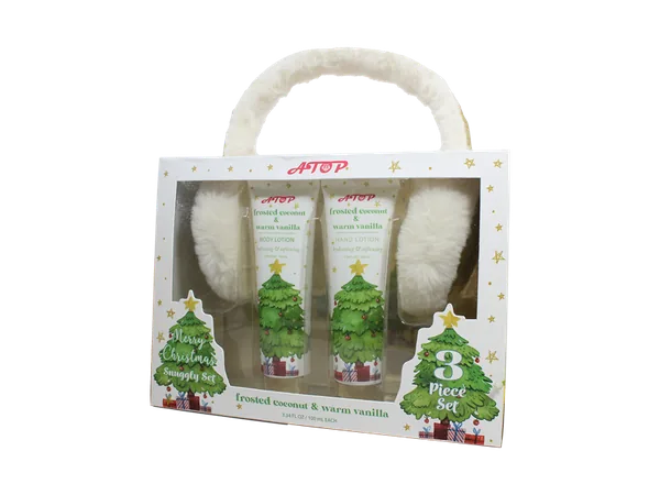 2-in-1 Christmas Hand & Body Lotion Set with Fuzzy Reindeer Earmuffs - Frosted Coconut & Warm Vanilla, Hydrating Holiday Gift view 6