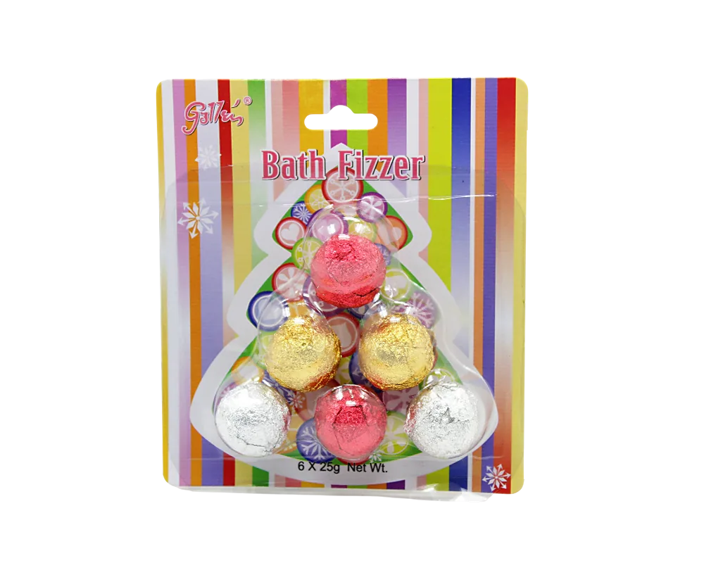 6-Pack Multi-Scented Nourishing Bath Fizzers in Hanging Blister Card Packaging – Spa Gift Set
