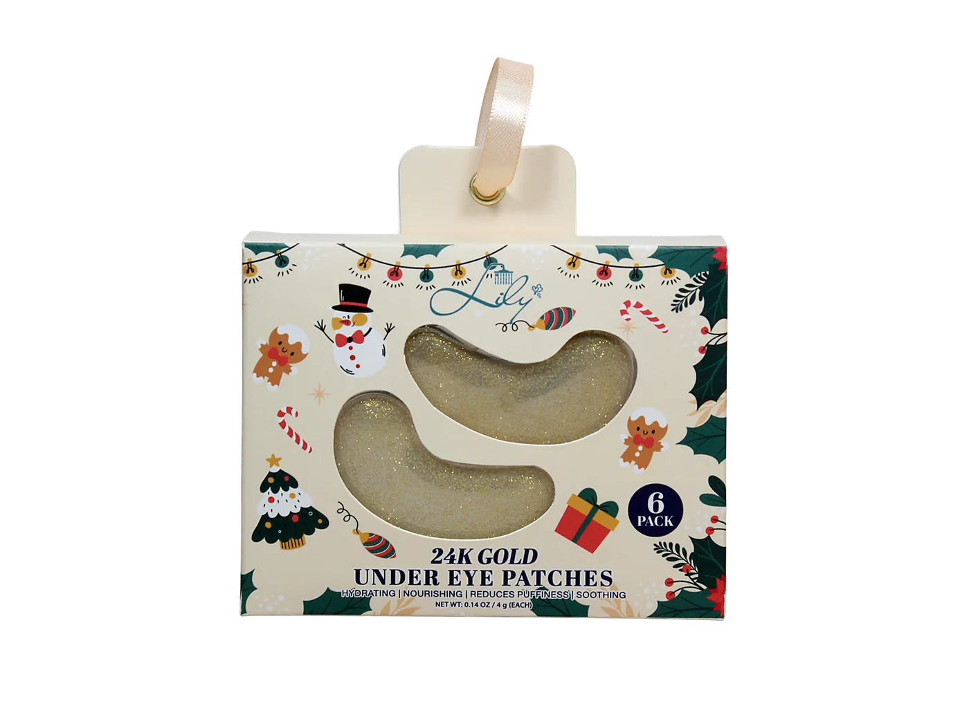 Golden Christmas Under Eye Patches for Rejuvenating & Brightening Eye Treatment - Lily Bath