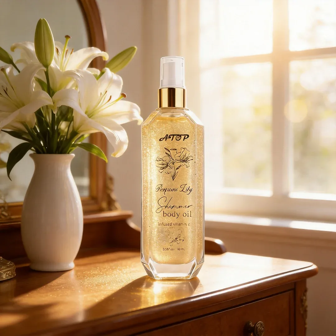 Perfume Lily shimmer body oil produced for a private label brand