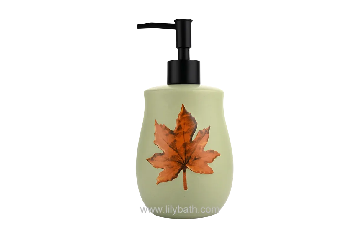 Jabón líquido espumoso para manos con diseño de hoja de arce otoñal: jabón de manos hidratante con botella decorativa con forma de hoja de otoño para baño y cocina.