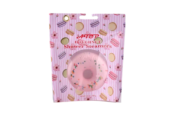 100g Doughnut Shaped Shower Steamers in Printed PVC Bag view 1