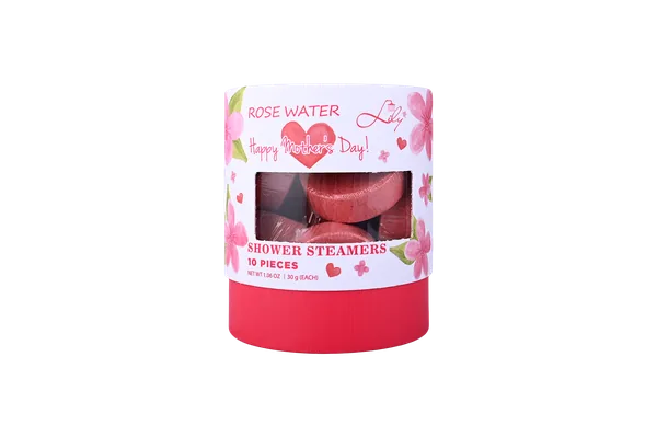 10 Pieces Shower Steamer Rose Water & Hibiscus & Sunflower Scents in Open Window Cylinder Box - Lily Bath view 3