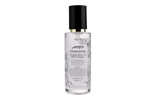 콜라겐 함유 캐모마일 쉬머 바디 오일 120ml - 윤기 있고 매끄러운 피부를 위한 수분 공급 드라이 오일 4